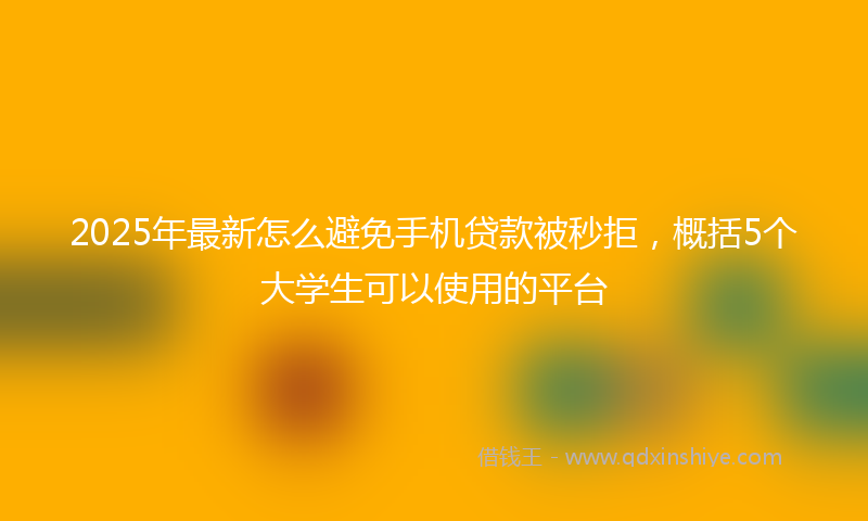 2025年最新怎么避免手机贷款被秒拒，概括5个大学生可以使用的平台