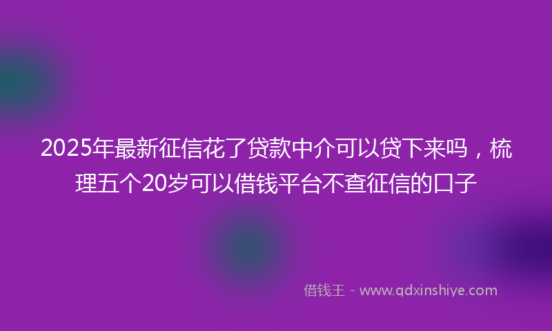 2025年最新征信花了贷款中介可以贷下来吗，梳理五个20岁可以借钱平台不查征信的口子