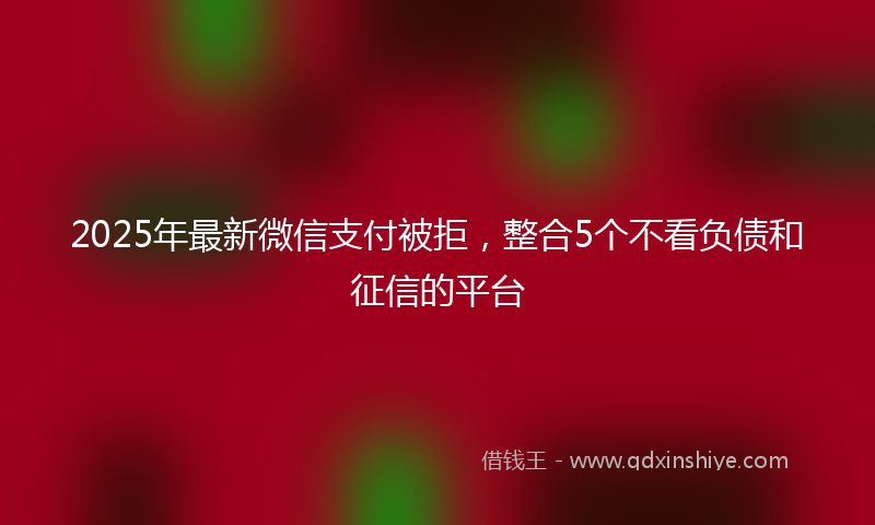 2025年最新微信支付被拒，整合5个不看负债和征信的平台
