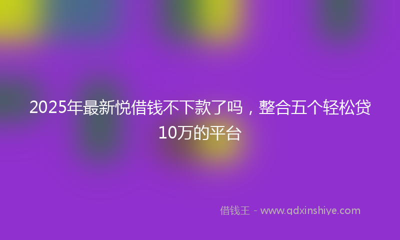 2025年最新悦借钱不下款了吗，整合五个轻松贷10万的平台