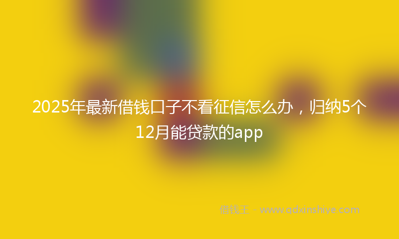 2025年最新借钱口子不看征信怎么办，归纳5个12月能贷款的app