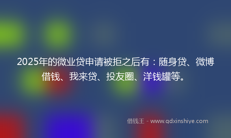 2025年的微业贷申请被拒之后有：随身贷、微博借钱、我来贷、投友圈、洋钱罐等。