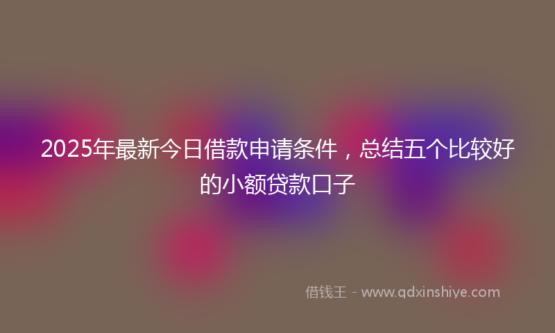 2025年最新今日借款申请条件，总结五个比较好的小额贷款口子