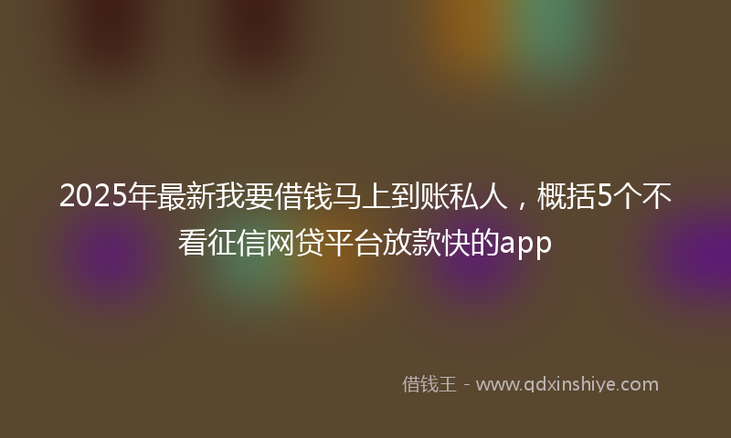 2025年最新我要借钱马上到账私人，概括5个不看征信网贷平台放款快的app