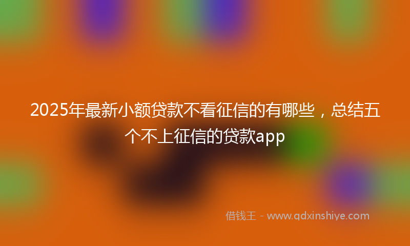 2025年最新小额贷款不看征信的有哪些，总结五个不上征信的贷款app