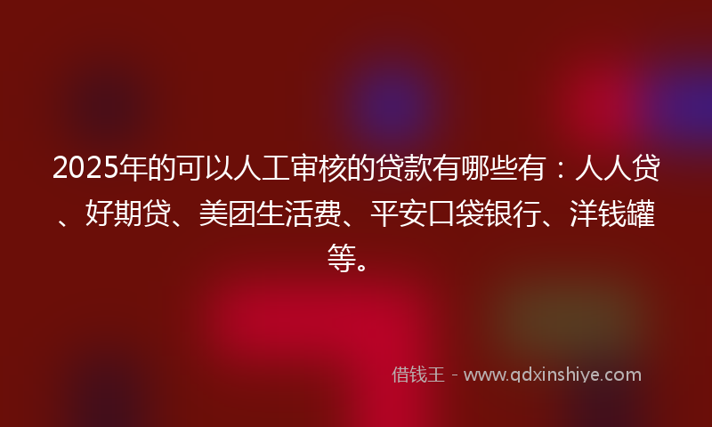 2025年的可以人工审核的贷款有哪些有：人人贷、好期贷、美团生活费、平安口袋银行、洋钱罐等。