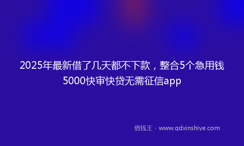 2025年最新借了几天都不下款，整合5个急用钱5000快审快贷无需征信app