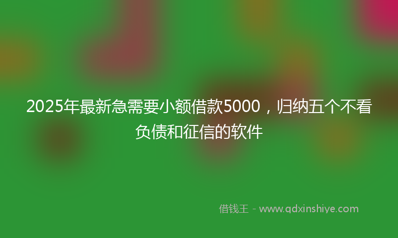 2025年最新急需要小额借款5000，归纳五个不看负债和征信的软件