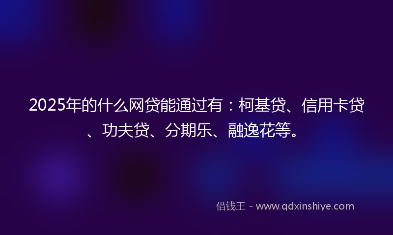 2025年的什么网贷能通过有：柯基贷、信用卡贷、功夫贷、分期乐、融逸花等。