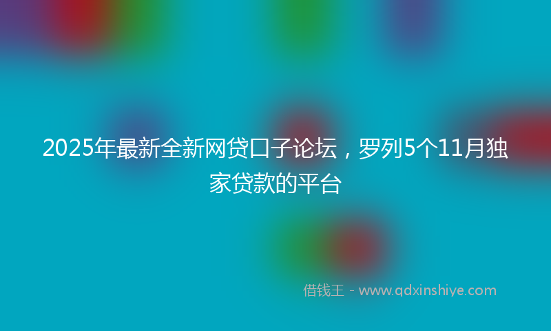 2025年最新全新网贷口子论坛，罗列5个11月独家贷款的平台