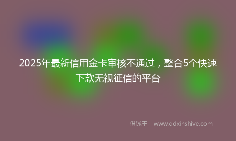 2025年最新信用金卡审核不通过，整合5个快速下款无视征信的平台