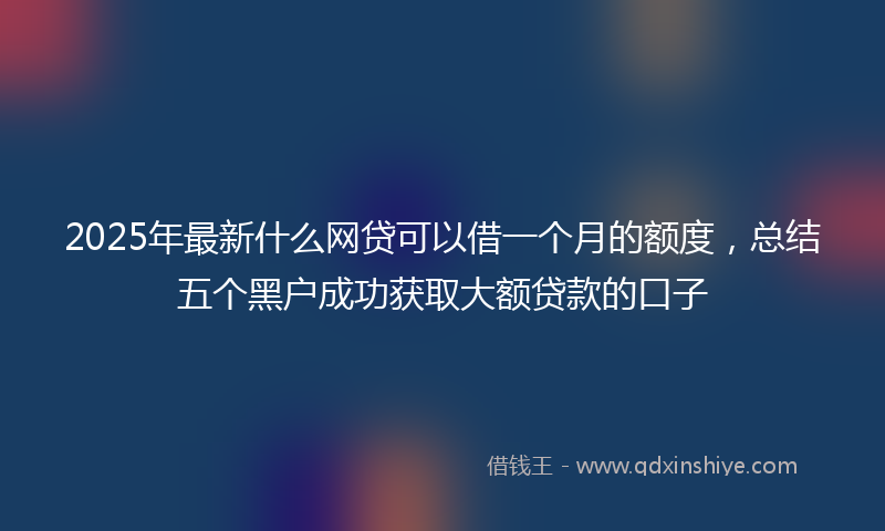 2025年最新什么网贷可以借一个月的额度，总结五个黑户成功获取大额贷款的口子