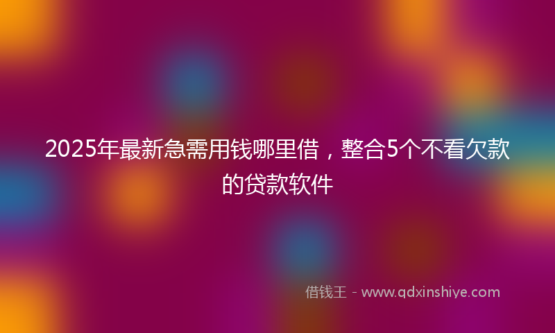 2025年最新急需用钱哪里借，整合5个不看欠款的贷款软件