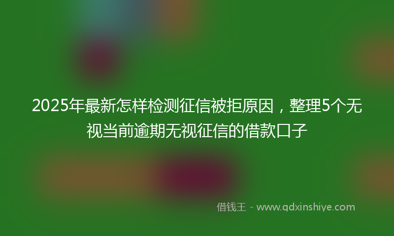 2025年最新怎样检测征信被拒原因，整理5个无视当前逾期无视征信的借款口子