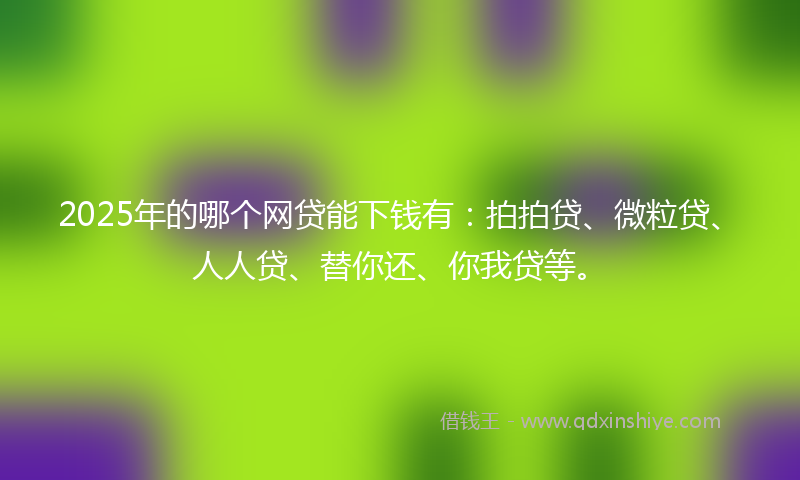 2025年的哪个网贷能下钱有：拍拍贷、微粒贷、人人贷、替你还、你我贷等。
