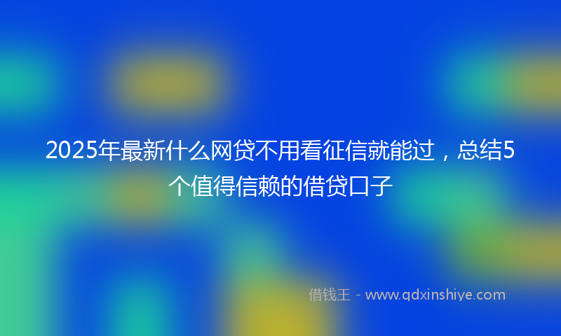 2025年最新什么网贷不用看征信就能过，总结5个值得信赖的借贷口子