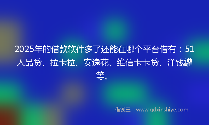 2025年的借款软件多了还能在哪个平台借有：51人品贷、拉卡拉、安逸花、维信卡卡贷、洋钱罐等。