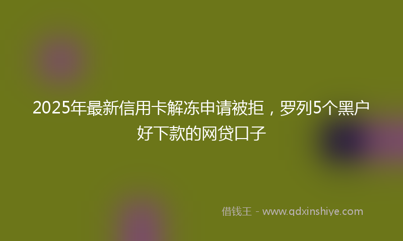 2025年最新信用卡解冻申请被拒，罗列5个黑户好下款的网贷口子