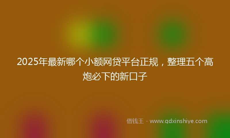 2025年最新哪个小额网贷平台正规，整理五个高炮必下的新口子