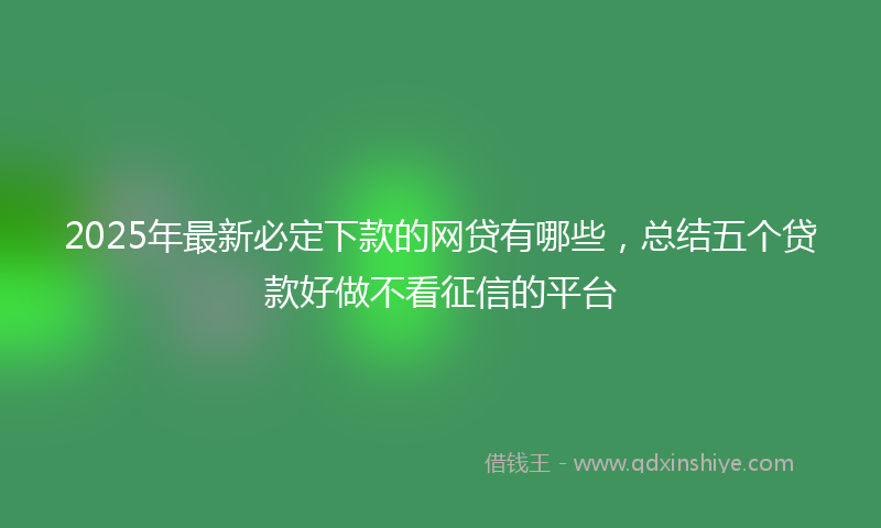 2025年最新必定下款的网贷有哪些，总结五个贷款好做不看征信的平台