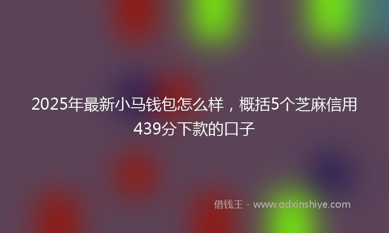 2025年最新小马钱包怎么样，概括5个芝麻信用439分下款的口子