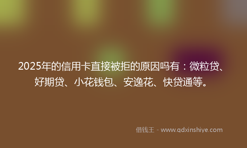 2025年的信用卡直接被拒的原因吗有：微粒贷、好期贷、小花钱包、安逸花、快贷通等。