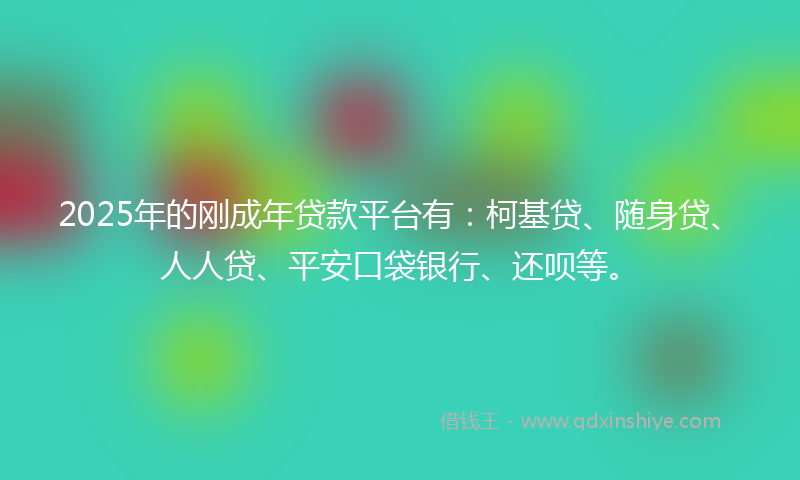 2025年的刚成年贷款平台有：柯基贷、随身贷、人人贷、平安口袋银行、还呗等。