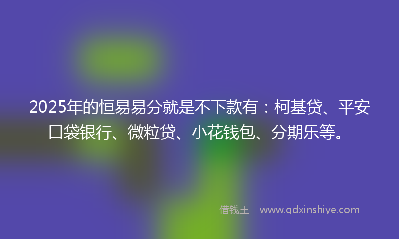 2025年的恒易易分就是不下款有：柯基贷、平安口袋银行、微粒贷、小花钱包、分期乐等。