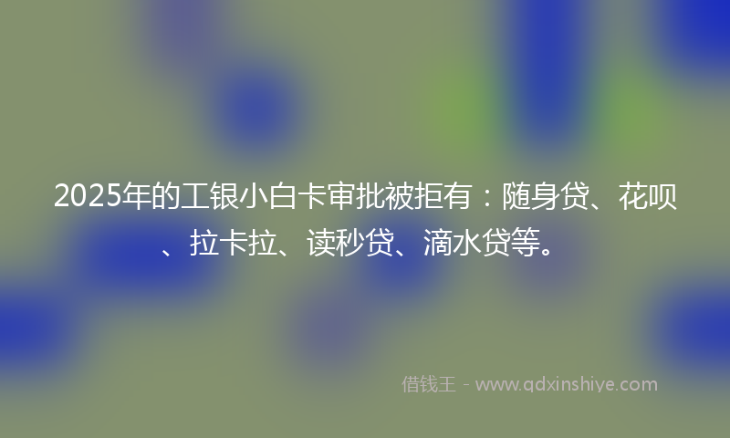 2025年的工银小白卡审批被拒有：随身贷、花呗、拉卡拉、读秒贷、滴水贷等。
