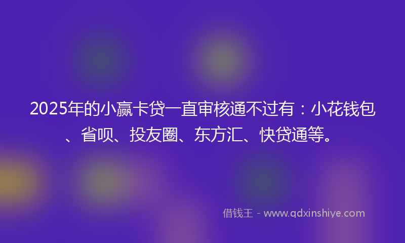 2025年的小赢卡贷一直审核通不过有：小花钱包、省呗、投友圈、东方汇、快贷通等。