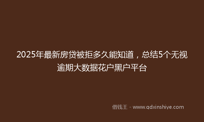 2025年最新房贷被拒多久能知道，总结5个无视逾期大数据花户黑户平台