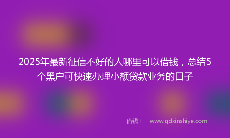 2025年最新征信不好的人哪里可以借钱，总结5个黑户可快速办理小额贷款业务的口子