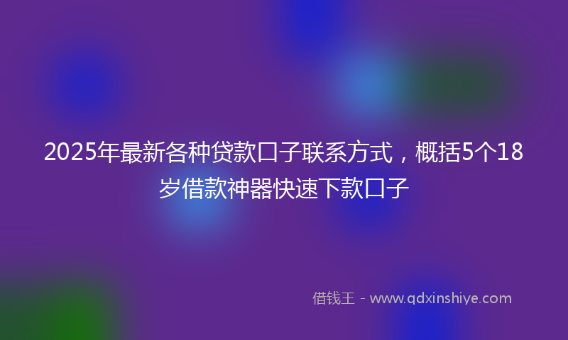 2025年最新各种贷款口子联系方式，概括5个18岁借款神器快速下款口子