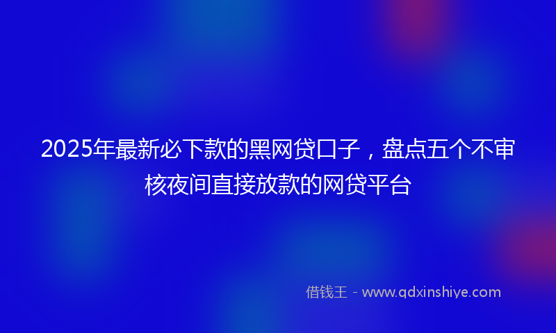 2025年最新必下款的黑网贷口子，盘点五个不审核夜间直接放款的网贷平台