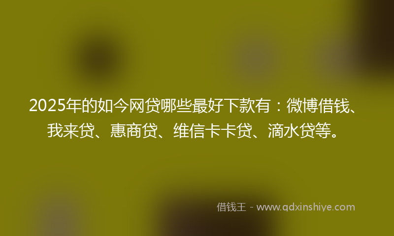2025年的如今网贷哪些最好下款有：微博借钱、我来贷、惠商贷、维信卡卡贷、滴水贷等。
