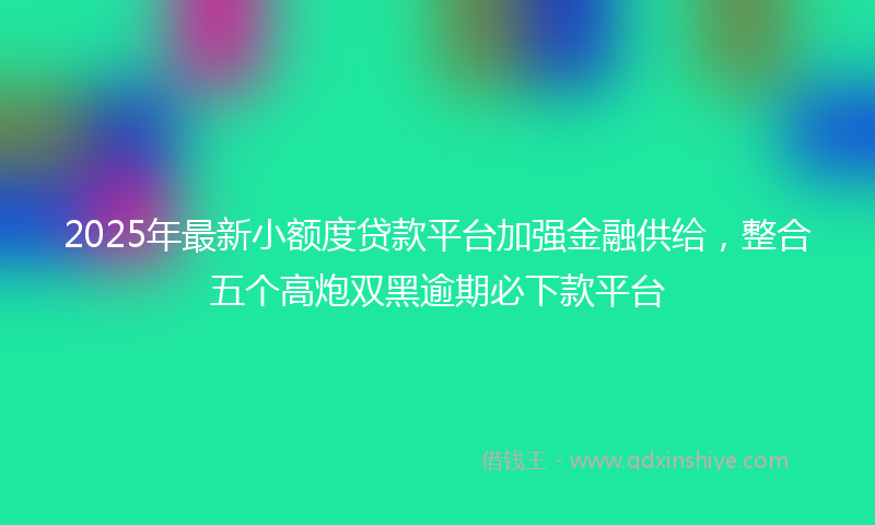 2025年最新小额度贷款平台加强金融供给，整合五个高炮双黑逾期必下款平台