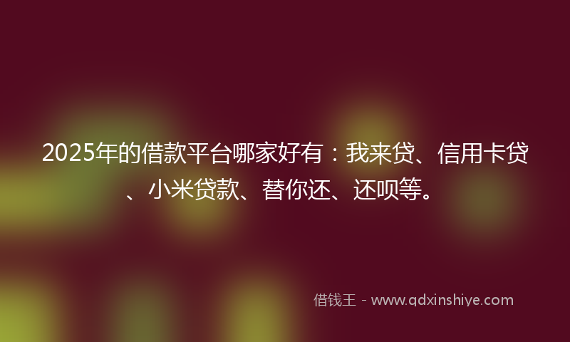 2025年的借款平台哪家好有：我来贷、信用卡贷、小米贷款、替你还、还呗等。