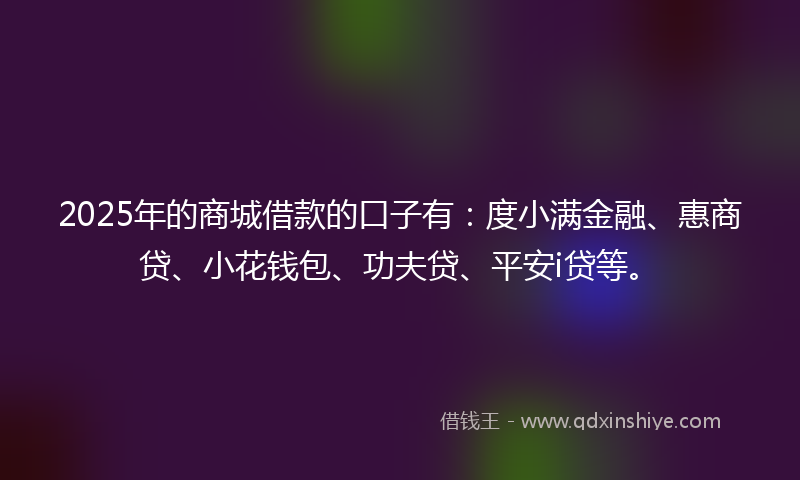 2025年的商城借款的口子有：度小满金融、惠商贷、小花钱包、功夫贷、平安i贷等。