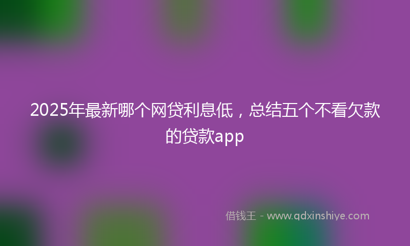 2025年最新哪个网贷利息低，总结五个不看欠款的贷款app
