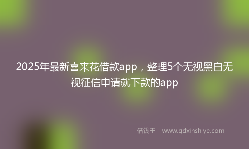 2025年最新喜来花借款app，整理5个无视黑白无视征信申请就下款的app