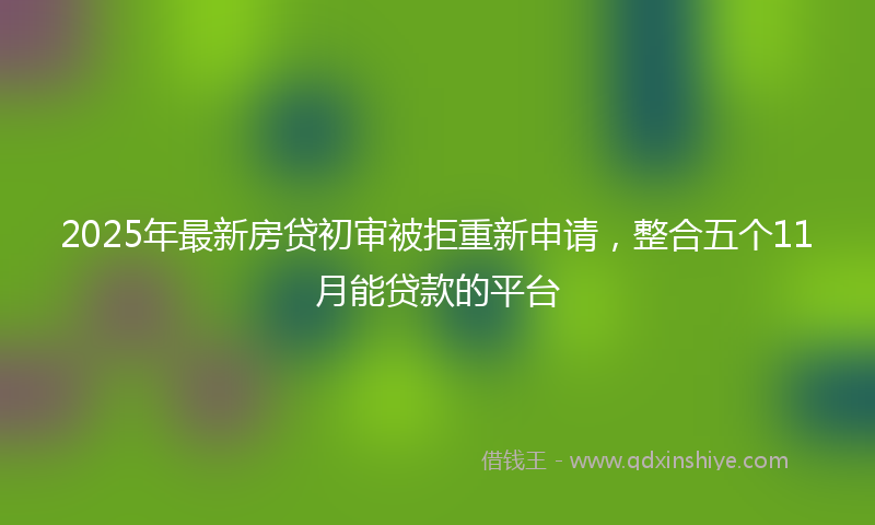 2025年最新房贷初审被拒重新申请，整合五个11月能贷款的平台