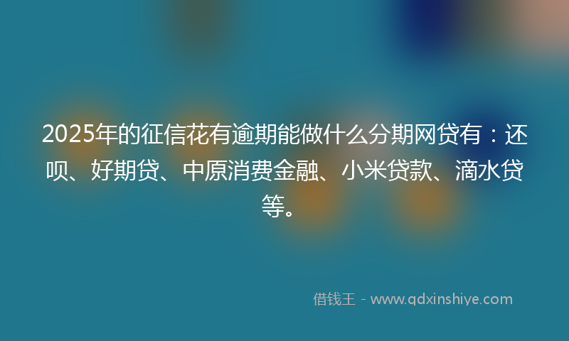 2025年的征信花有逾期能做什么分期网贷有：还呗、好期贷、中原消费金融、小米贷款、滴水贷等。