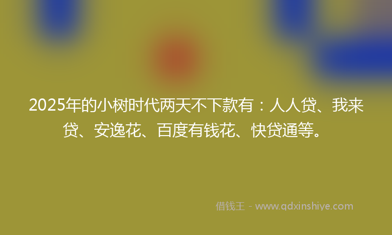 2025年的小树时代两天不下款有：人人贷、我来贷、安逸花、百度有钱花、快贷通等。