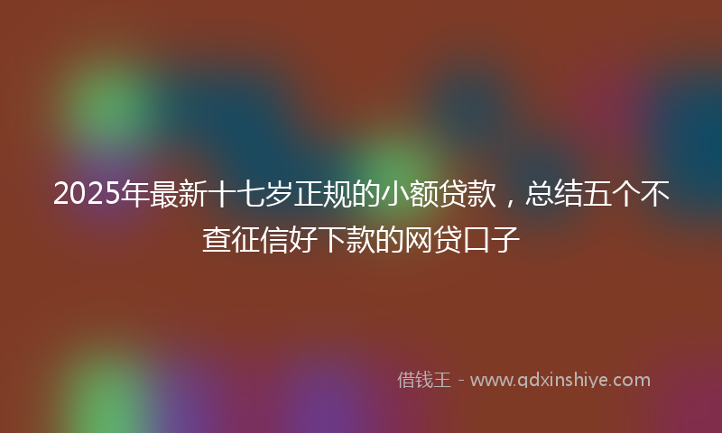 2025年最新十七岁正规的小额贷款，总结五个不查征信好下款的网贷口子
