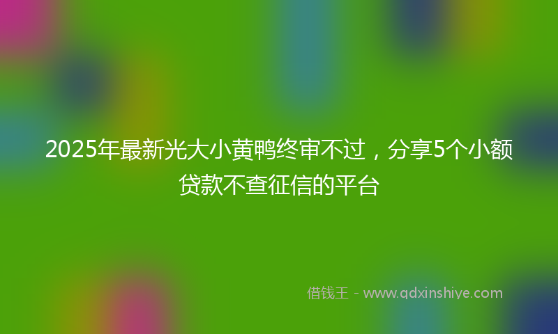 2025年最新光大小黄鸭终审不过，分享5个小额贷款不查征信的平台