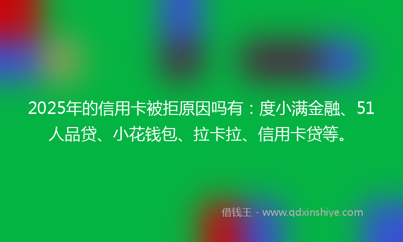 2025年的信用卡被拒原因吗有：度小满金融、51人品贷、小花钱包、拉卡拉、信用卡贷等。