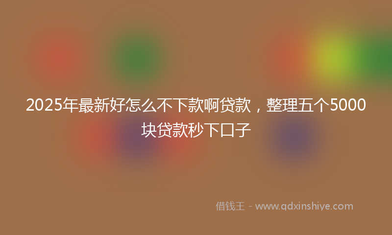 2025年最新好怎么不下款啊贷款，整理五个5000块贷款秒下口子