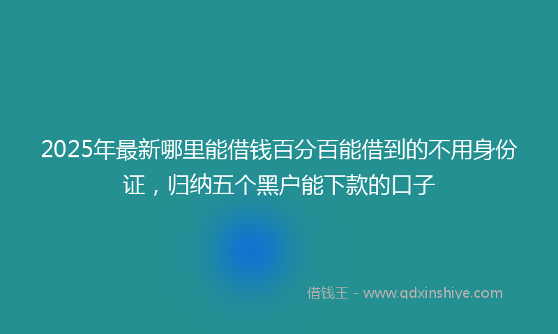 2025年最新哪里能借钱百分百能借到的不用身份证，归纳五个黑户能下款的口子