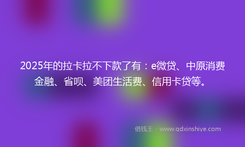 2025年的拉卡拉不下款了有：e微贷、中原消费金融、省呗、美团生活费、信用卡贷等。