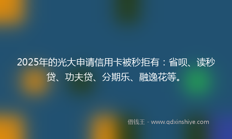 2025年的光大申请信用卡被秒拒有：省呗、读秒贷、功夫贷、分期乐、融逸花等。